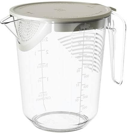 Caraffa graduata trasparente, caraffa graduata da 1 litro con coperchio, caraffa con bilancia multimisure, caraffa da cucina adatta al microonde con filtro, bilancia per la preparazione di dolci