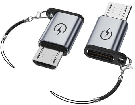 Liaoan Adattatore USB C a Micro USB, confezione da 2, supporto da 18 W, ricarica rapida, adatto per adattatore USB C femmina a micro maschio, non adatto per cuffie