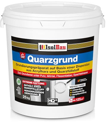 Isolbau Quarzgrund – 25 kg Grundierung für Beton & Holz, Fliesen, Keramik, Fassadenputz - Putzgrund, Fliese auf Fliese, Betongrund, Holzgrund - Wasserdicht, frostbeständig, für innen & außen