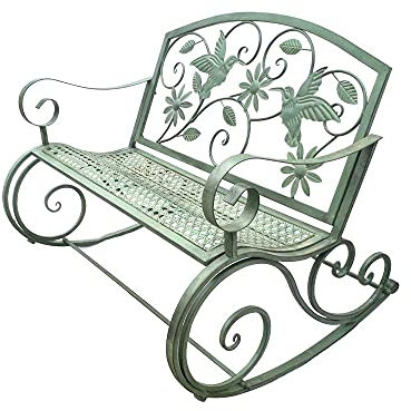 CAFIEDR Outdoor-Gartenbank, 45 Zoll Outdoor-Doppelbank, Terrassen-Freizeitbank, doppelter Retro-Metallsitz, Gartenmöbel, Schaukelstuhl