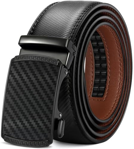 FLEERNIO GÜRTEL HERREN, LEDERGÜRTEL HERREN, VERSTELLBARER AUTOMATIK-GÜRTEL, BREITE 35 MM, PERFEKT FÜR BUSINESS, ALLTAG UND PARTYS, SCHWARZ, GESCHENK FÜR MÄNNER