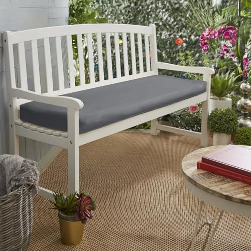 Water Resistant Garden Bench Cushion 3 Seater for Patio Furniture Kitchen/Dining Bench Indoor Outdoor Comfortable Modern Thick Cushion With Zipper Removable Cover- Dark Grey, 3 seater (143 x 52 x 6cm)