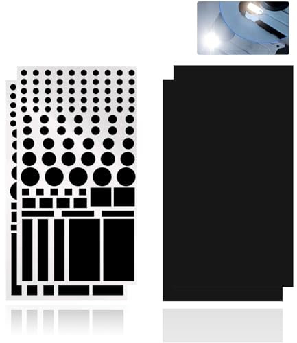 Houhence LED Light Blocking Stickers, Black, Dims LED Lights 50%~80%, PET & Acrylic Material, Indoor Use, 4 Count, Rectangular, Solid, Blackout Stickers for LCD Panels, Routers, TVs & Electronics