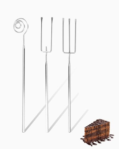 QLEUIFT 3-teiliges Set Pralinengabel, Edelstahl Schokolade Pralinen Besteck, DIY Pralinen Besteck für Handgefertigte Pralinen, Süßigkeiten, Pralinen, Trüffel - Pralinengabel Set mit Gitter