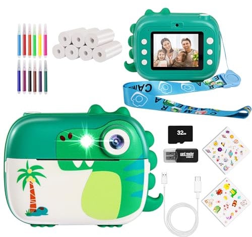 ARNSSIEN Camara Fotos Infantil Instantanea,Camara Fotos Infantil con Video HD para Niños de 3 a 12 Años, Cumpleaños para Niñas y Niños, con 7 Rollos de Papel Instantáneo