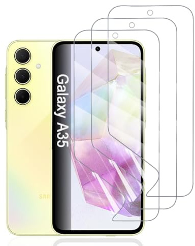 Hhfcryst Film Hydrogel de Protection pour Samsung Galaxy A35, 3 Pièces TPU protections d'écran HD Transparent Souple(Verre non trempé)