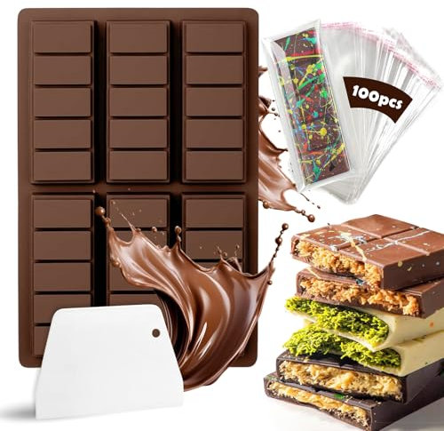 YSWOVUO Moule Tablette Chocolat, Moule Chocolat de 6 Cavités, Moule Silicone Tablette de Chocolat Sans BPA, Moule Mini Tablette Chocolat pour Faire du Chocolat