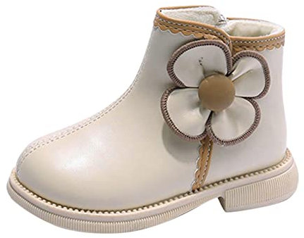 Generico Stivaletti Pioggia Bimbo Scarpe Bambina con Tacco Stivali Invernali alla per Bambini per Ragazzi e Ragazze con Fondo Piatto Antiscivolo in Tinta Unita Scarpe Principessa (White, 23 Toddler)