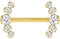 PIERCINGLINE Titan Barbell mit Push Fit 5 KRISTALLE Brustwarzenpiercing Nippelpiercing Goldfarben 1,6 x 16 mm