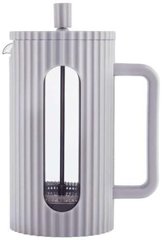 Klausberg Teezubereiter Kaffeebereiter French Press 1000ml / 9 Tassen, Kaffeepresse Edelstahl filter, Kaffeekanne, Glas Teekanne, Teebereiter, Spülmaschinenfest Teekocher, matt Grau (KB-7752)