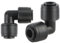 Kalolary 30 conectores de acoplamiento de codo de riego por goteo de conexión rápida de 1/4 pulgadas, ajuste universal de codo de 90 grados para tubos de riego de 1/4 pulgadas, accesorios sin fugas