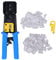 Xolsurg Crimping Tool Kit High Performance Carbon Steel Cable Maintenance Tool with 50PCS RJ Connectors and Covers for Internet Cable Repair