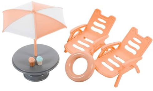 Laroal 1 Set Miniature Summer Beach Decoration Beach Micro Landscape Mini Deck Chair Parasol For Diy Zen Garden Miniature Decoration Dollhouse Decoration