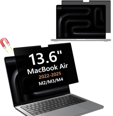 Hinnwer Magnético Filtro de Privacidad para MacBook Air 13,6 Pulgadas (2022-2025, M4/M3/M2), Anti Luz Azul, Antirreflectante, Extraíble Filtros de Pantalla para Ordenador portáti para Mac 13,6”
