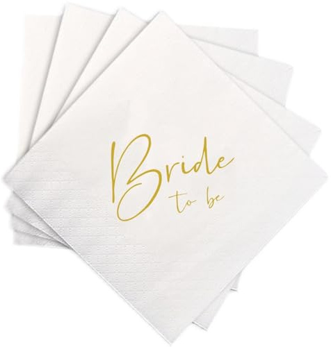 BrightGlow Servietten Hochzeit Cocktailservietten Happy wedding Servietten Rosegold Papierservietten Tischdekoration Papierservietten für Hochzeit Geburtstag Verlobung bride to be 50 Stück