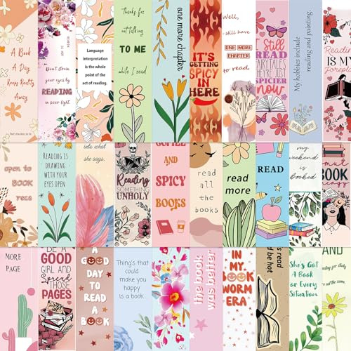 Liebe zum Lesen Papier-Lesezeichen 30 Stück,Schöne Wunderschöne Illustration Lesezeichen Blumenpflanzen Papiermarken,Inspirierende Bookmark für Studenten Lehrer Büro Lesezubehör Frauen