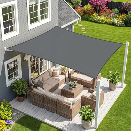 Sunnylaxx 2.5x4m Sonnensegel Wasserdicht Rechteckig Anthrazit | Einfache Installation, Kostenlose Seilen Enthalten, PES Material, Doppelnähte,Verstärktes Band