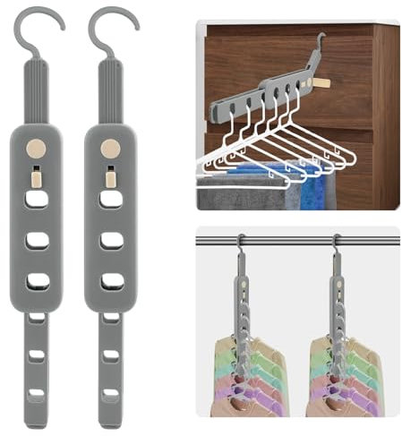 Coopache Ganchos para Perchas de Ropa Ahorra Espacio Plegable Plastico, Organizador de Armarios Perchas de 6 Agujeros