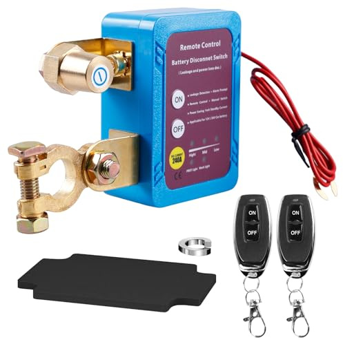 Disjoncteur de batterie de voiture sans fil 12 V 240 A - Interrupteur d'arrêt automatique - Avec 2 télécommandes, relais de coupure pour camping-car, camion, bateau