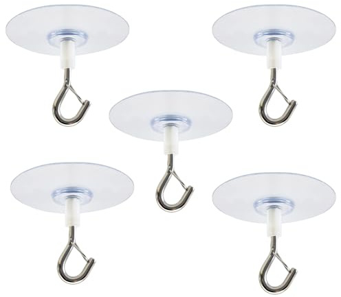 Vbxvsa 5 Pcs 6cm Diameter Self Adhesive Hook for Ceiling, Super Adhesive Hook for Plant Hanging, Load-Bearing Hook for Light Fixtures, Mobile Equipment, Decoration (White, No Drilling Required)