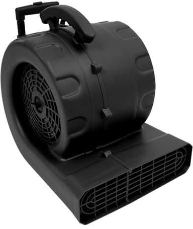 750W Air Mover Gebläse mit 3 Windstärken und 3 Ausblaswinkeln (0°/45°/90°), 16.4ft Reichweite, 120-Minuten-Timer, Überhitzungsschutz, tragbar mit Rollen für Hotel, Büro und Reinigung (Schwarz)