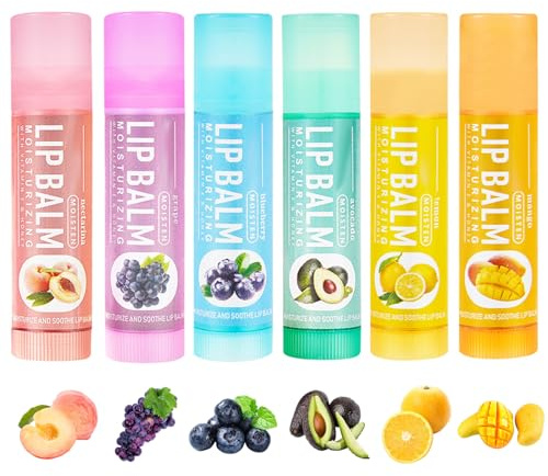 6 Stück Fruchtiges Lippenbalsam Set Feuchtigkeitsspendend Lippenpflege Für Trockene Lippen Geschenke Für Mädchen