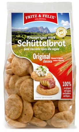 Fritz & Felix | MINI-SCHÜTTELBROT ORIGINAL MIT KÜMMEL & FENCHEL | Roggenbrot Südtiroler Rezeptur Knusprig Würzig | 175 g