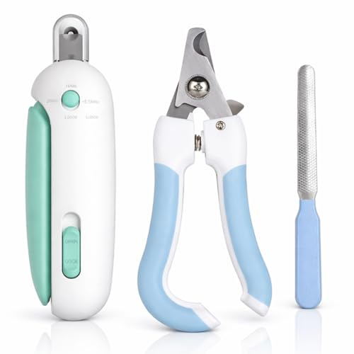 Chtaoxin 3 PCS Cat Nail Clipper Set | Cat Nail Clippers with Safety Guard, Pet Nails Trimmer and Nail File, for Kittens, Puppies and Small Pets