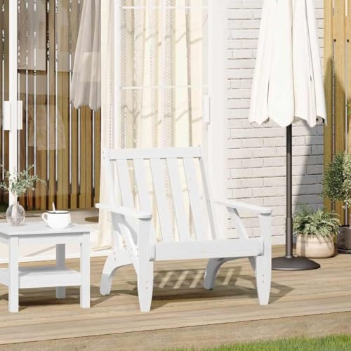 Fangmaliuyun Adirondack Gartenstuhl Weiß 75x77x77 cm Massivholz Kiefer Bequeme Rückenlehne Rustikales Design für Balkon Terrasse Garten Camping
