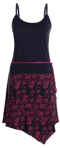 Vishes Sommerkleid Asymmetrisch Bedruckt Geflochtener Gürtel Baumwolle - Alternative Mode