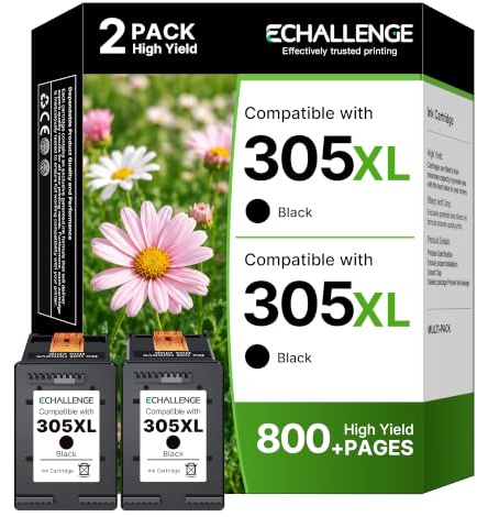 305 XL patronen für HP 305 druckerpatronen Combo Pack für HP 305 Tintenpatronen für DeskJet 2710 2720 DeskJet Plus 4100 4130 Envy 6010 6030 Envy Pro 6420 6430 patronen (Schwarz,2-Pack) tintenpatronen