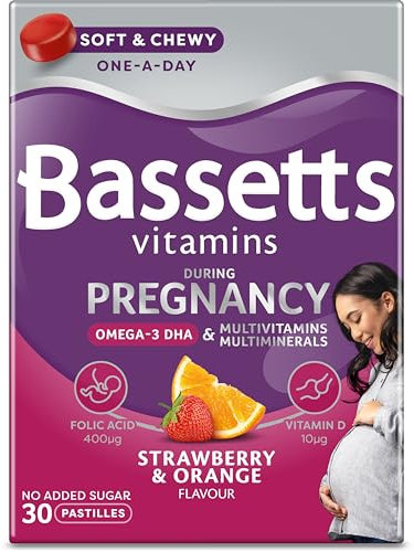 Bassetts Vitamins Pregnancy Omega-3 DHA Multivitamins & Multiminerals Strawberry & Orange Flavour 30 Gummy Pastilles