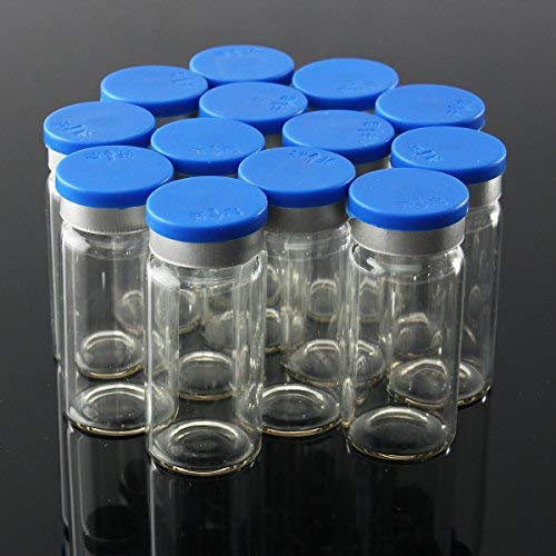 EsportsMJJ 100Pcs 10 Ml Clear Glasflasche Mit Stopfen Flip Off Dichtungen Aluminium Blue Caps