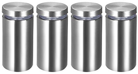 sourcing map 4 Stück Abstandshalter 25×50mm(Dia*H) Edelstahl Schilderhalter Werbeschraube Abstandsschrauben für Schilder Displays, Silber