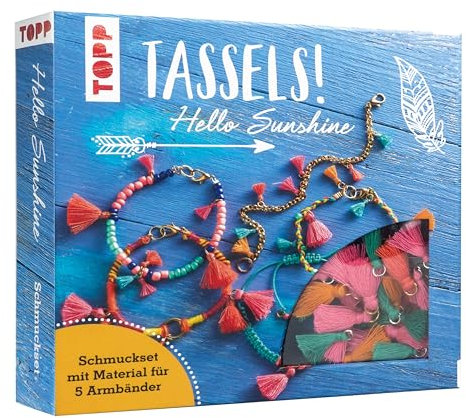 TOPP Frechverlag GmbH Schmuckset Hello Sunshine: Anleitung und Material für 5 Tassel-Armbänder zum Selbermachen Weiß Uni