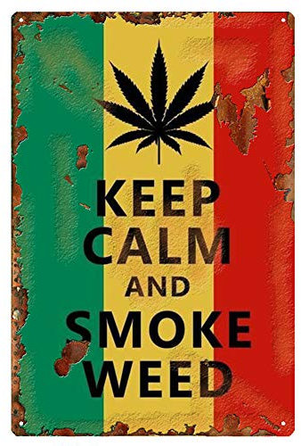 Yooce Keep Claim and Smoke Weed Marijuana Leaf Metal Tin Sign Cannabis Weed Iron Painting Reefer Grass Wall Art Poster 12 X 8