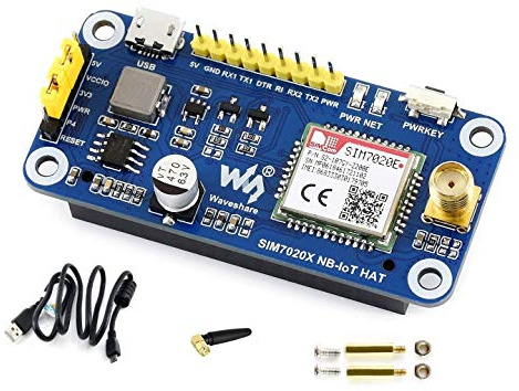 waveshare NB-IoT HAT for Raspberry Pi, Based on SIM7020E, B1/B3/B5/B8/B20/B28 Bands Controlled via Serial AT Commands Support LWM2M/COAP/MQTT/TCP/UDP/HTTP/HTTPS, 3.3V/5V