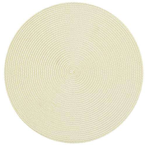 Haus und Deko Platzset Polypro Bastoptik rund ca. 35 cm Ø Ecru abwaschbar Tischset Platzdeckchen