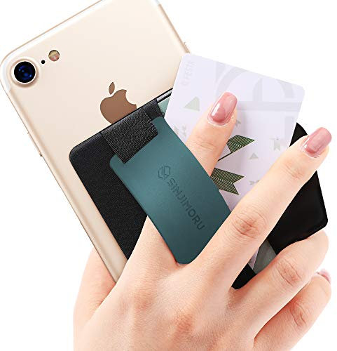 Sinjimoru Handy Fingerhalter und Handy Stander mit Silikonband, Handy Halter fur Finger mit Kartenfach, Fingerhalterung Handy fur iPhone & Android. Sinji Pouch B-Grip Silikon Petrol