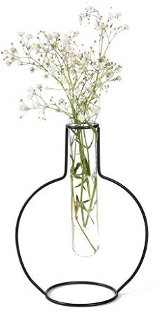 Balvi Vase Round Silhouette Couleur Noir Vase décoratif en Verre et métal Vase Original en Forme de t