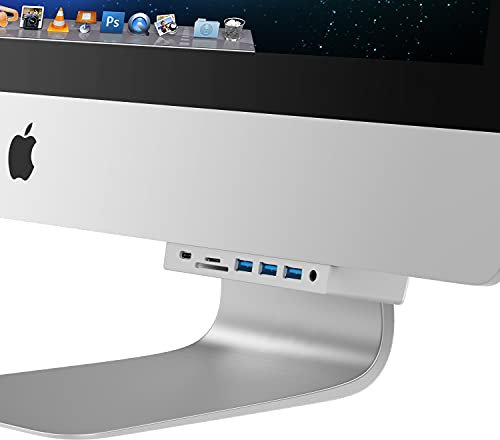 SABRENT iMac USB C Hub aktiv 3.2 Gen1 mit netzteil, 4K HDMI, 3.2 Gen2 Port + 3 USB 3.2 gen1, SD/Micro-SD-Kartenleser, 3,5mm Klinke Adapter, Exklusiv entworfen für iMac (2017 & HÖHER) (HB-SIMC)