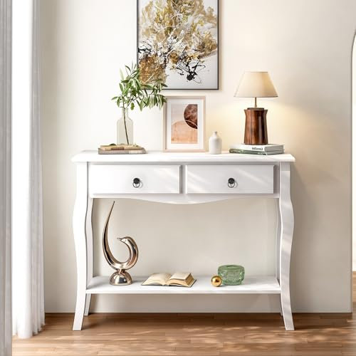 soges Konsolentisch Beistelltisch Sideboard mit 2 Schubladen aus hochwertigen Holzwerkstoff Flurtisch Konsole für den Eingang und Wohnzimmer,100 x 33 x 78 cm