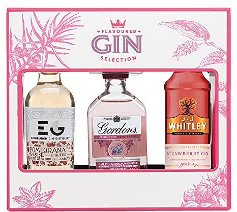 Flavoured Gins Floral Selection Box, 3x5cl, Gift Set by Blue Tree Gifts, Includes Gordon's Gin, Whitley Neil, Edinburgh Gin Distillery, Tasting Set and Gift for Gin Lovers