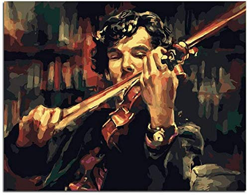 Amnogu Erwachsene Holzpuzzle 1000 Stück Sherlock Holmes Violine Abstrakter Stil Kinder Freizeit Kreative Kunst Puzzles Spiele Spielzeug Puzzle