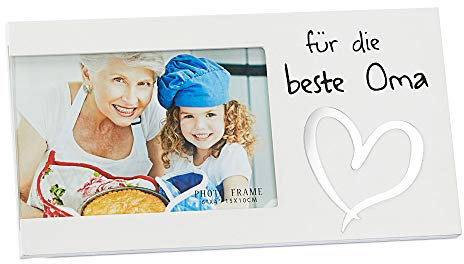 Cepewa Bilderrahmen Für die Beste Oma Fotorahmen Spiegel-Herz Rahmen für Bild 15 x 10 cm (1 x Bilderrahmen Für die Beste Oma)