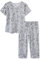 CHUNG Women Cotton Blend Pyjamas Set Short Sleeve Top Capri Pants Plus Size S-3XL Sleepwear Nighties Grey Cat,M