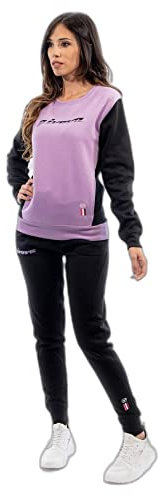 TUTA DONNA 102 G/COLLO CON TASCHE IN FELPA VIOLA/NERO Tg. M
