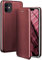 OneFlow Phone Case, Compatible with Apple iPhone 12 mini, Foldable, Mobile Phone Case with Card Slot, Flip Case Call Function, Leather Look Flip Case with Silicone Bumper, Burgund - Red
