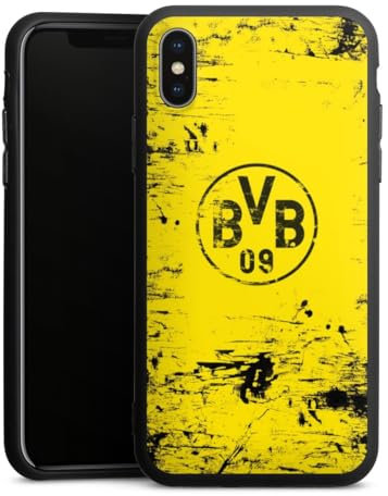 Premium Silikon Hülle kompatibel mit Apple iPhone XS Handyhülle schwarz Case Borussia Dortmund Offizielles Lizenzprodukt BVB