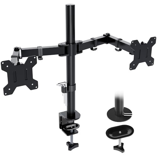 Redbat Soporte Monitor Doble para Pantallas de 13-30 Pulgadas, Brazo Monitor Ajustable en Altura con 2 Métodos de Instalación, Brazo Mnitor hasta 8 kg, VESA 75/100mm
